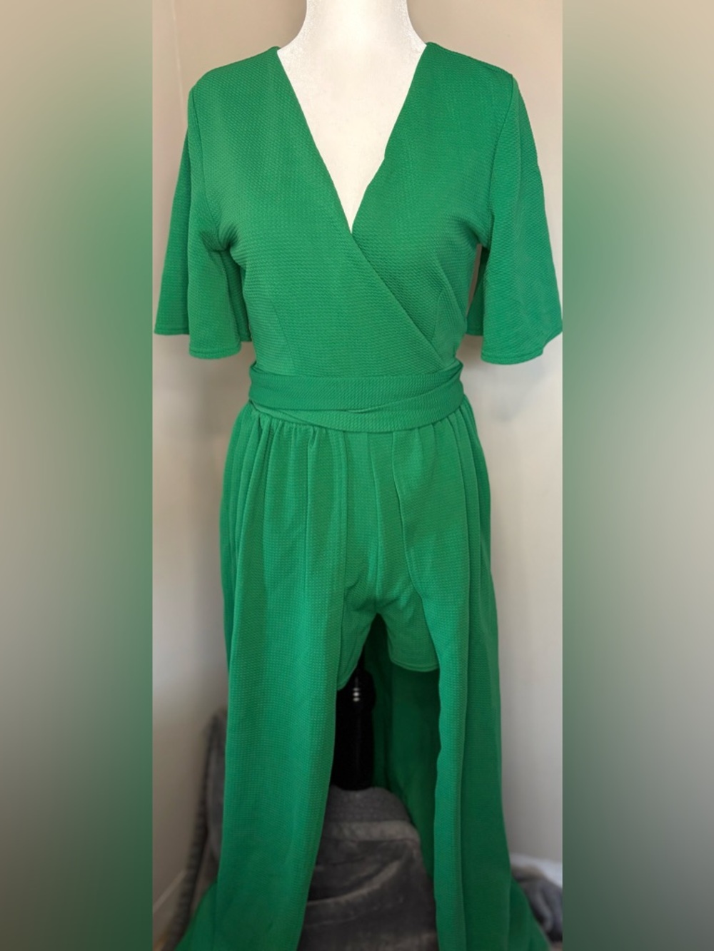 UK2LA Vibrant Green Wrap Jumpsuit
